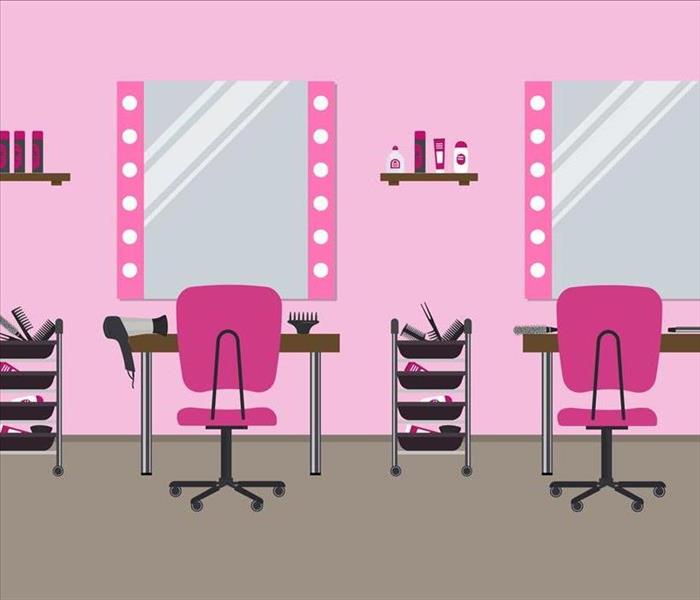 pink toned drawn image of a beauty salon